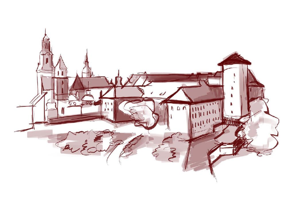 Odręczny szkic: Zamek Królewski na Wawelu